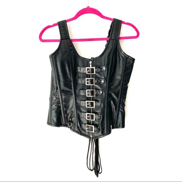 Corset Attire Other - Corset Attire Black Faux Leather Buckles NWTs 28